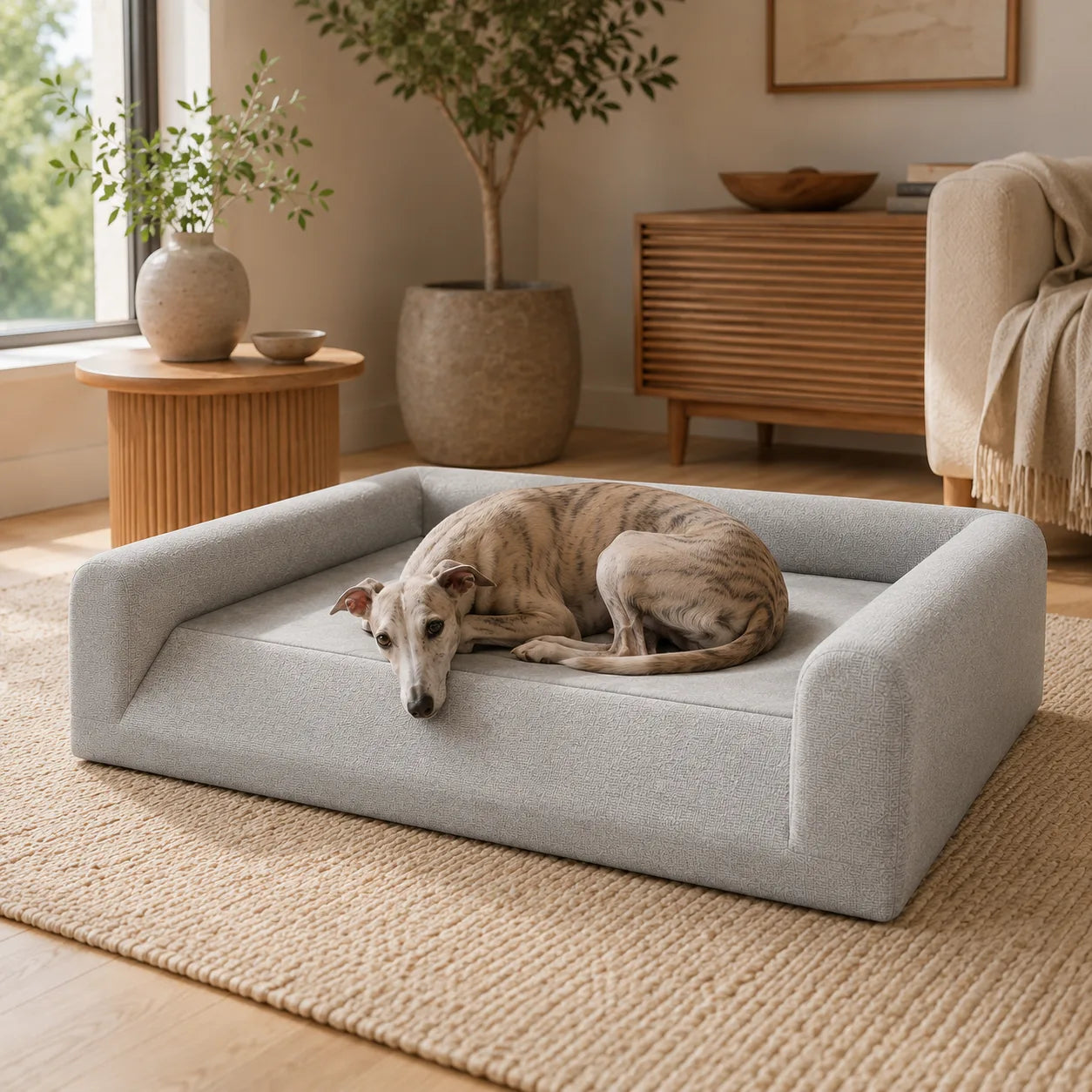 Furlio orthopedic memory foam dog bed with bolsters